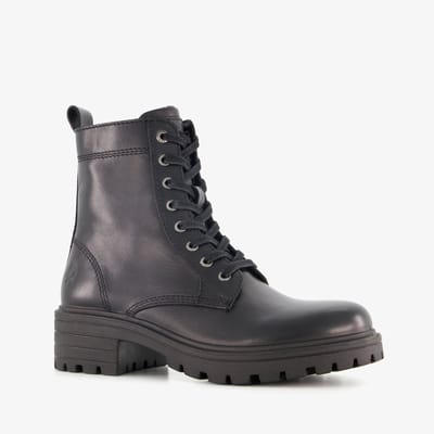 Hush Puppies leren dames veterboots zwart - Maat 36