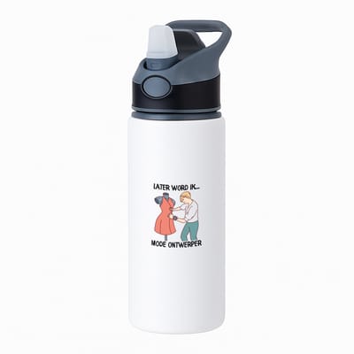 Hacebo® - Later word ik modeontwerper waterfles met rietje zwart - modeontwerpsters - Fashion designer - kledingontwerper - couturier - stylist - modecreator - textielontwerper - ontwerper - kledingmaker - water fles - 650ML