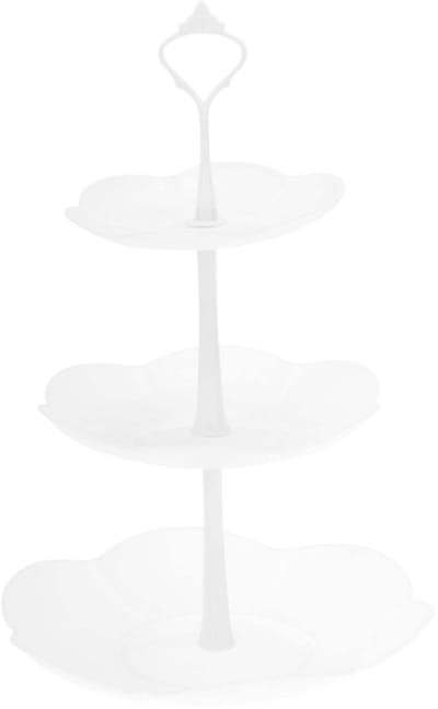Dailygoods- Taartstandaard 3-laags - Verstelbare Cupcake-standaard - Bloemvormige Serveerschaal - Duurzaam PP-materiaal - Geschikt voor Bruiloften en Feesten - Eenvoudig te Monteren - Gebakstandaard
