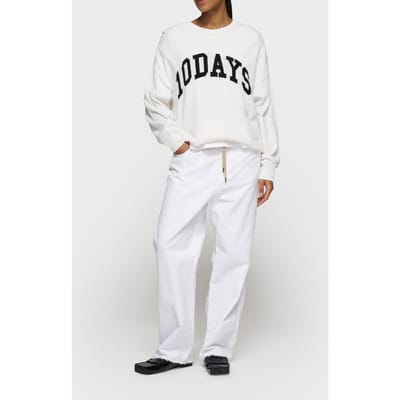10DAYS Straight Leg Pants Twill Optic White Size: XXS | Straight Pants Outlet | Dames | Wit