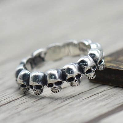Huitan Punk Schedel Ring voor Mannen/Vrouwen Anti Metaalkleur Hip Hop Meisjes Jongens Coole Vinger Accessoires Persoonlijkheid Cadeau Sieraden 9 gray