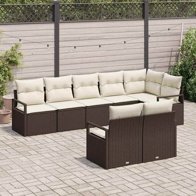 vidaXL - Tuinbank - Set - 8 - st - Bruin - en - wit - poly - rattan