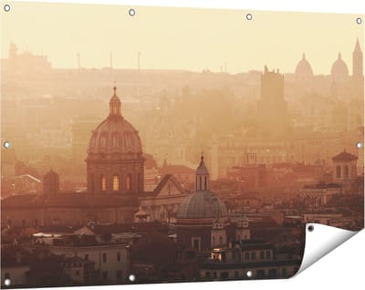 Gards Tuinposter Rome Stad bij Zonsopgang - 120x80 cm - Tuindoek - Tuindecoratie - Wanddecoratie buiten - Tuinschilderij