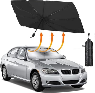 Famanu – Zonneklep voor voorruit - binnen - opvouwbaar - blokkeert 99,9% van de uv-stralen - voor auto - SUV - vrachtwagen - zwaar gewicht (140 x 80 cm)