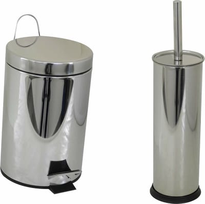 Homeline Badkamerset - Toiletset - Pedaalemmer 3 Liter - Toiletborstel - RVS