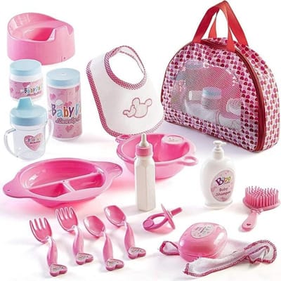 Hoge Kwaliteit Spelen Hoge Kwaliteit Huis Speelgoed 18-Delig Hoge Kwaliteit Baby Hoge Kwaliteit Pop Hoge Kwaliteit Accessoires Verzameling kit Hoge Kwaliteit Meisjes' roze