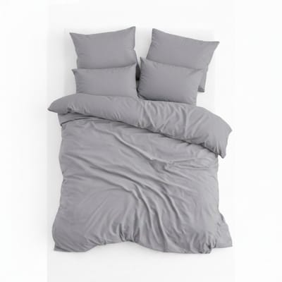 Dekbedovertrek, Dubbelzijdig, 100% Renforcé Katoen, Eenpersoons, 160x220 cm, Inclusief Kussensloop 60x70 cm, Grijs, Omkeerbaar, Dekbedovertrekset, Zacht & Ademend, Dekbedovertrekken, De Linde Home