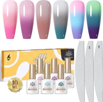 Born Pretty - 6 x 10 ml - Thermo gellak - Thermo gellak set - Thermo gelpolish - Thermo gel polish - Thermo gellak uv - Thermische gellak - Temperatuur gellak - Gellak - Gellak set - Gellak set kleuren - Gellak nagellak