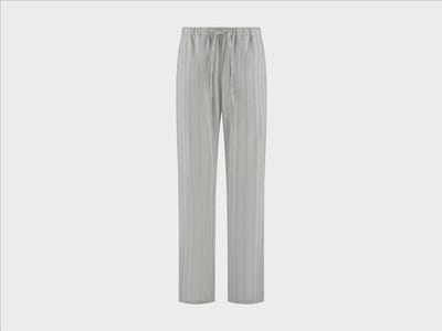 Yumeko pyjamabroek dames flanel lichtgrijs/wit stripe l