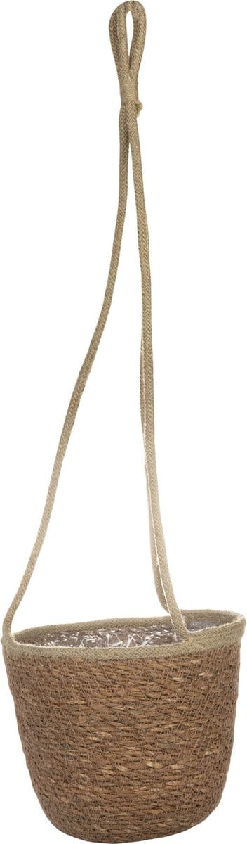 Ter Steege Hangende plantenpot/bloempot - jute/zeegras - D19 x H17 cm - bruin
