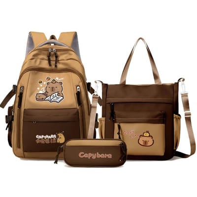 Kawaii Capybara Schoolrugzak voor Meisjes Schooltassen Set Casual Dagrugzak Tienermeisjes Boekentas Kinderen Schooltas Reizen Rugzak
