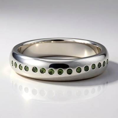 Cavill - Zilveren ring - 925 Sterling zilver - 15 smaragdgroene diamanten 0 1 ct - Ronde geslepen edelstenen - Elegante damesring Maat 17
