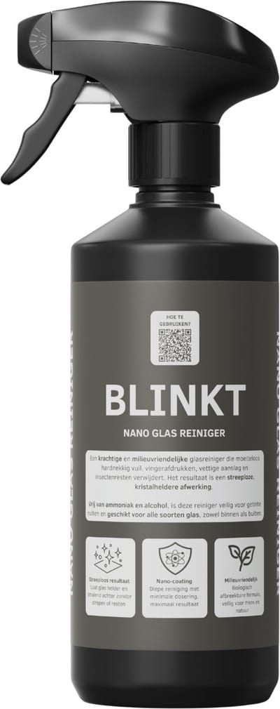 Glasreiniger met Nano Coating - Kristalhelder & Streeploos - Ruitenreiniger, Autoruiten & Spiegels - 500ml - BLINKT