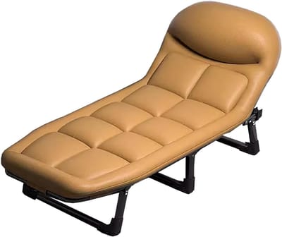 Opklapbed met Matras - Kampeerbed Gastenbed - Comfortabel Slapen - 6 Posities Verstelbaar - 180 x 60 cm - Geel