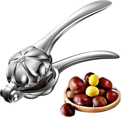 Notenkraker - kastanjesnijder - Kastanjeclip - zilver - alnoten En Hazelnoten Kraker - Kastanjesnijder met ergonomische grip - Draagbare kastanje-opener en -peller - voor walnoten- kastanjes- noten- pecan- amandelen - 1 stuk - Kastanjeclip