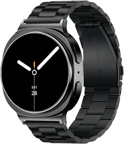 By Qubix - smartwatch bandje - Compatible Samsung bandje - Stalen schakelband - Zwart - Geschikt voor Samsung Galaxy Watch 9 (40/44mm) - Watch 8 (40/44mm) - Watch 8 Classic (46mm)