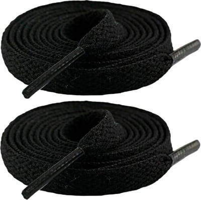 Fako Fashion - Schoenveters - Veters - Plat - 8mm - 120cm - 1 Paar - 2 Stuks - Zwart