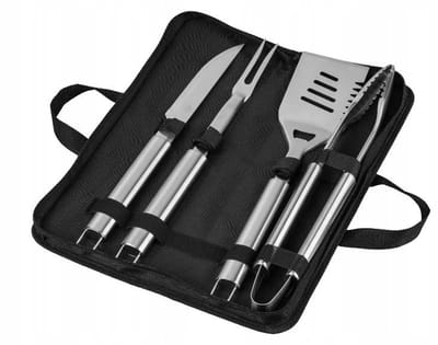 Grill Meister 4-delige Grillset Roestvrij Staal met Tas