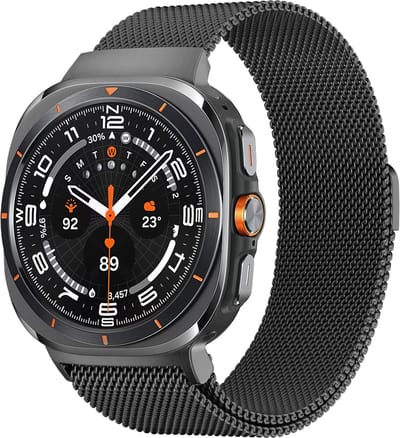 Bandz Milanese loop band - geschikt voor Samsung Galaxy Watch Ultra 2 (2026) / Ultra (2024/2025) - Milanees bandje gemaakt van gevlochten staal met magneetsluiting (zwart)