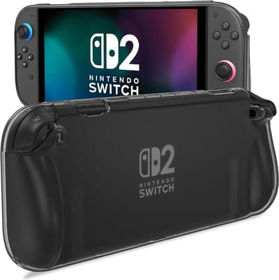 Hoesje Geschikt voor Nintendo Switch 2 - TPU Back Cover Case - Flexibel en Schokbestendig Materiaal - Ergonomisch Ontwerp - Transparant Zwart