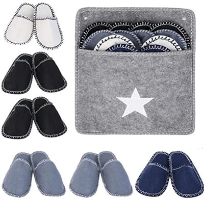 VT Goods - Gastenpantoffels - Wasbare vilten pantoffels - Antislip zool - One size - Set van 6 paar - Geschikt voor mannen en vrouwen