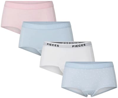 4-Pack Dames shorts - Solid - Katoenen dames onderbroek - Multipack - Voordeelverpakking - Blauw / XS - Rose