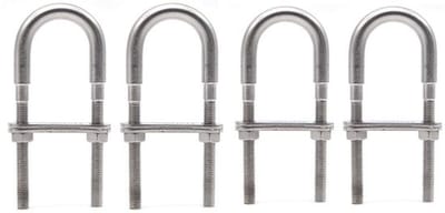 Tie Down Eye M8x100mm - RVS U Bout - Pack van 4 - Slijtvast - Anti-corrosie - Verstelbare Moeren - Bevestigingsbout