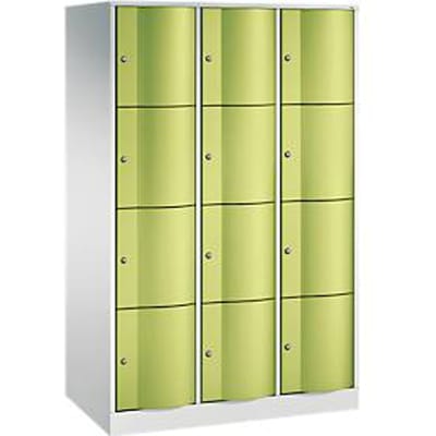 C+P Resisto lockerkast, 3 vakken, 12 vakken, B 1148 x D 640 x H 1950 mm, lichtgrijs