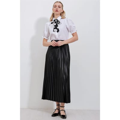 Hoge Taille Maxi Rok met Rimpeldetails
