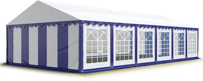 Partytent feesttent 6x12 m tuinpaviljoen -tent PVC 700 N in blauw-wit waterdicht