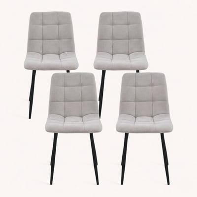 Eetkamerstoel Myleine- set van 4 stuks -Beige Stof - zetelsenbedden Tafel en Stoel