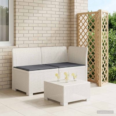 vidaXL - Twee-zits - Tuin - Sofa - met - Kussens - Rieten - Look - 2-zits - PP - Wit