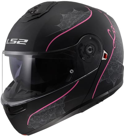 LS2 FF908 Strobe II Lux Mat Zwart Roze 06 Systeemhelm - Maat XS - Helm