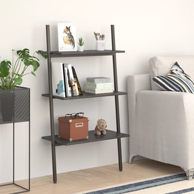vidaXL - Ladderrek - met - 3 - schappen - 64x34x116 - cm - zwart