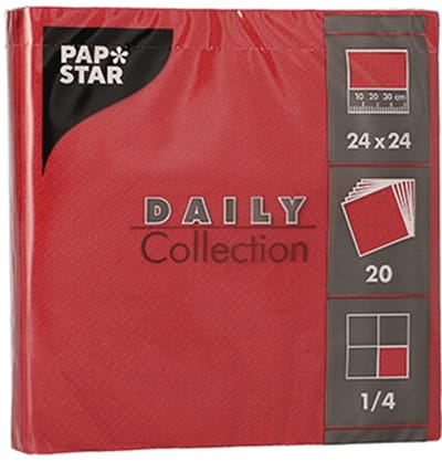 20x 20 Servetten DAILY Collection 1/4 vouw 24 cm x 24 cm bordeaux
