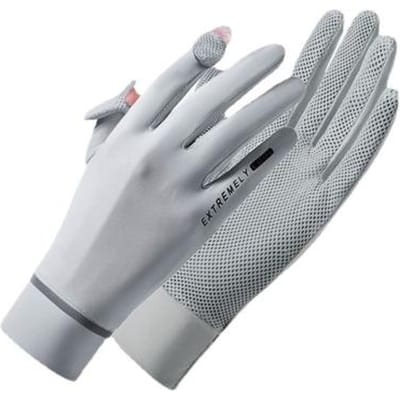 1 paar zonbeschermende handschoenen slijtvast superzacht ademend uv-bestendig outdoor rijden handschoenen met volle vingers sportbenodigdheden grijs