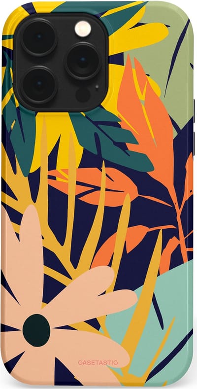 Casetastic Hoesje Geschikt voor Apple iPhone 14 Pro Max Magsafe - Stijlvolle Beschermende Duo-layer Case - Ruwe bloemen