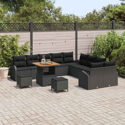 vidaXL - Tuinbank - Set - 13 - st - 12-Aantal - zitplaatsen - Zwart