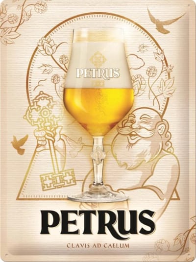 Metalen Wandbord Reclame Sign - Petrus Clavis Ad Callum - Belgisch Bier (ideaal voor Man Cave Bar Pub Cafe Horeca Restaurant)