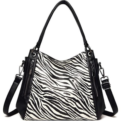 Luxe Leerpatroon Dames Zebrapatroon Schoudertas Herfst en Winter Nieuw Dames Hand Tote Tas met Grote Capaciteit Luipaardpatroon black