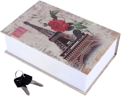 Veiligheidsboek met Sleutelslot - Kleine Verstopboek, Draagbare Metalen Kluis, Verborgen Boek voor Waardevolle Spullen, 18 x 11,5 x 5,5 cm, Perfect voor Thuis of Op Reis