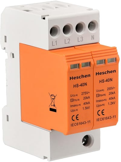 Dailygoody - Overspanningsbeveiliging - Laagspanningsafleider - Vuurvast - 3+NPE - 275VAC 20KA - Geschikt voor DIN-railmontage - Model HS-40N