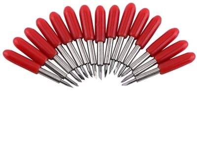 Dailygoods- Snijbladen 15 Stuks - Vervangende Messen - Vinylsnijder - Hoge Hardheid - Slijtvast - Beschermd met Rode Doppen - Snijmes