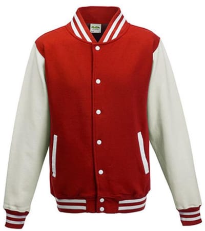 Just Hoods - Varsity Jacket - Fire Red/White maat L