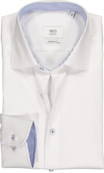ETERNA 1863 modern fit premium overhemd - 2-ply twill heren overhemd - wit (contrast) - Strijkvrij - Boordmaat: 39