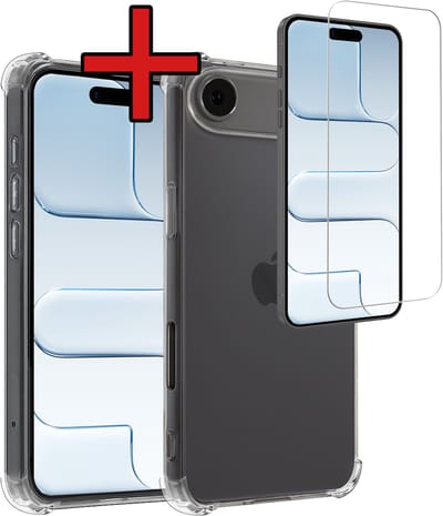 Hoesje - Met Screenprotector - Geschikt voor Apple iPhone Air - Sterk & Shockproof - Back Cover - Siliconen Case - Telefoon Hoes - Shock Proof - Telefoonhoes - Transparant