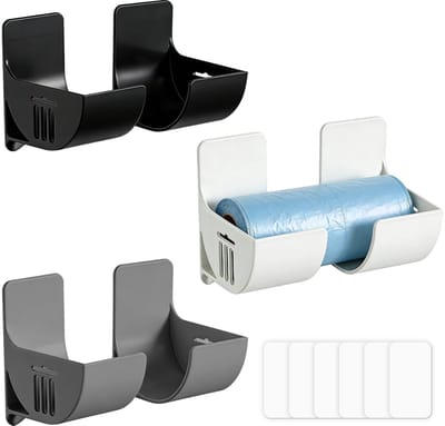 6 stuks (3 paar), geen stansen, keukenorganizer, vuilniszakdispenser, organizer, voor keukenkasten en vuilniszakken