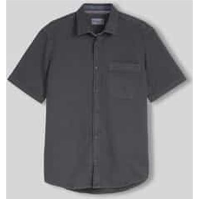 Tom Tailor - Regular fit overhemd met korte mouwen en wafelstructuur - Maat XXL - Tarmac Grey