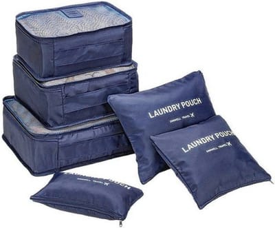 Reisorganizator voor valies - Set van 6 stuks - Navy blauw