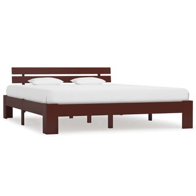 vidaXL - Bedframe - massief - grenenhout - donkerbruin - 160x200 - cm